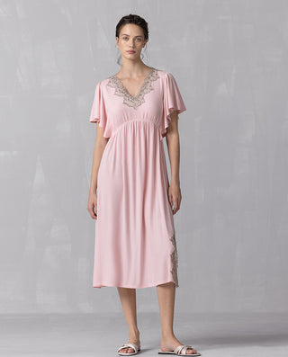 Aimer 25SS Sleeping Beauty Short-Sleeve Nightgown with Built-In Bra