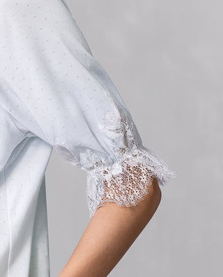 Aimer 25SS Alice Half-Sleeve Built-In Bra Long Nightdress with Lace Trim