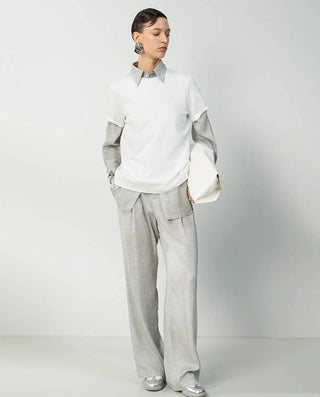 Aimer CHUANG 25SS Silk Printed Straight-Leg Pants