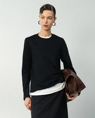 Aimer CHUANG 25SS Cotton Round Neck Long Sleeve T-shirt