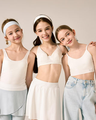 AIMER KIDS Girls' SilkySoft Modal Air-Flow Pads Midi Cami