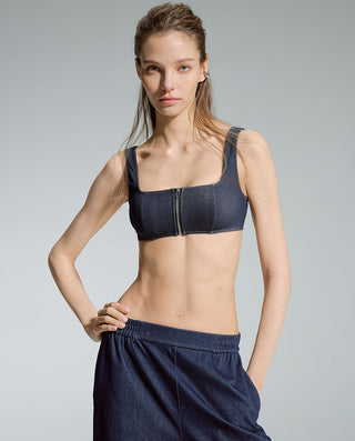 AIMER Denim Wireless Front Zip Bra