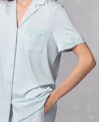 Aimer Collared Short-Sleeve Cardigan & Pant Set