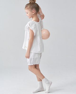 Aimer Kids Short-sleeve Sling Shorts Set