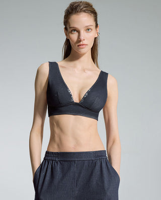 AIMER Denim Wireless Deep V Bra