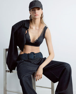 AIMER Denim Wireless Deep V Bra