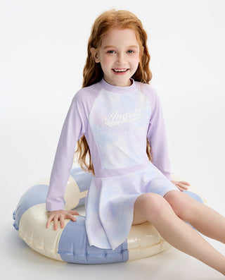 AIMER KIDS Long-sleeved Skirt 2-Piece Swimsuit For Girls