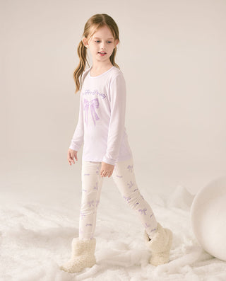 AIMER KIDS Lace Bowknot Pattern Warm Clothing Set for Girls