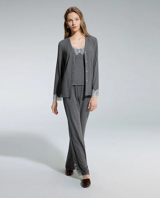Aimer Lace‑Trim Padded‑Cup 3‑Piece Women Loungewear Set AM46D581