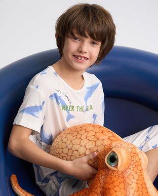 Aimer Kids Short-sleeve Tops Homewear Set For Boys