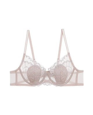 La Clover Floral Ink 3/4 Thin Cup Bra with Cute Bunny Ears