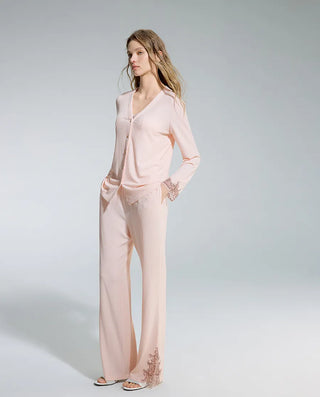 Aimer Lace‑Trim Padded‑Cup 3‑Piece Women Loungewear Set AM46D581