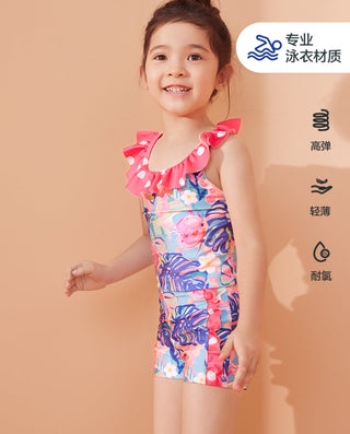 Aimer Kids Flower Print One-piece Swimsuit With UPF4+
