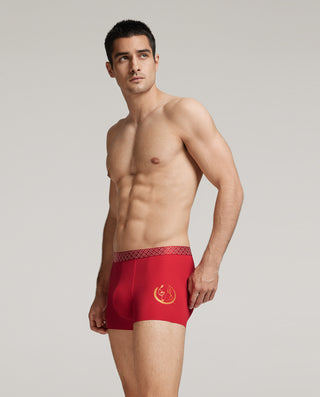 Aimer Men Chinese Zodiac Red Modal Trunks