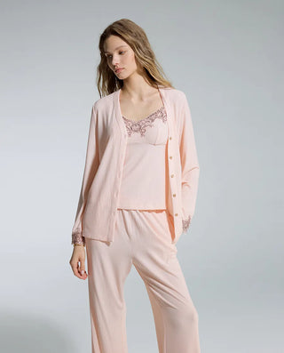 Aimer Lace‑Trim Padded‑Cup 3‑Piece Women Loungewear Set AM46D581