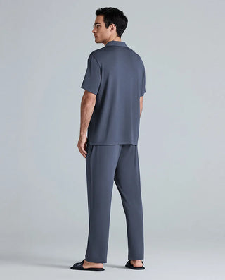 Aimer Men Notch Collar Short Sleeves Lounge Set