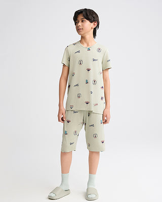 Aimer Kids Cool Feeling Milk Fiber Short-sleeve Homewear Tops For Boys