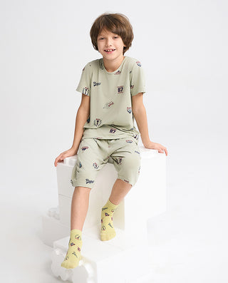 Aimer Kids Cool Feeling Milk Fiber Short-sleeve Homewear Tops For Boys