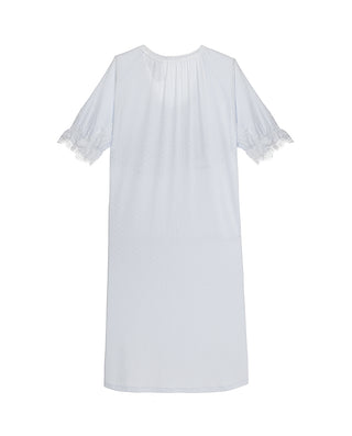 Aimer 25SS Alice Half-Sleeve Built-In Bra Long Nightdress with Lace Trim