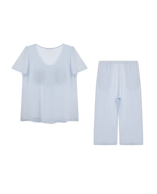 Aimer 25SS Alice Short-Sleeve Built-In Bra Pajama Set