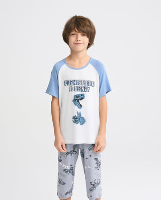 Aimer Kids Cool Feeling Milk Fiber Short-sleeve Homewear Tops For Boys