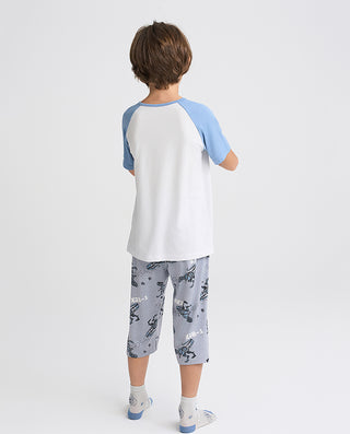 Aimer Kids Cool Feeling Milk Fiber Short-sleeve Homewear Tops For Boys