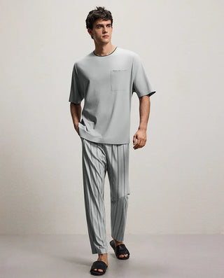 Aimer Men Algae Sleepwear Crewneck Short-Sleeve Top
