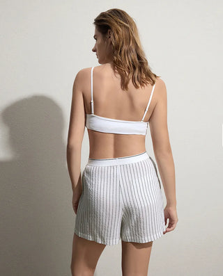 AIMER Silk-Striped Shorts