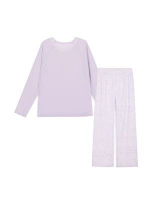 AIMER Algae Crew Neck Long Sleeve Pajama Set