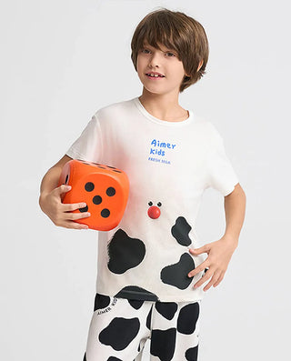Aimer Kids Cool Feeling Milk Fiber Short-sleeve Homewear Tops AK341G851