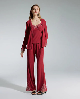 Aimer Lace‑Trim Padded‑Cup 3‑Piece Women Loungewear Set AM46D581