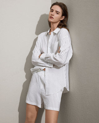 AIMER Silk-Striped Shorts