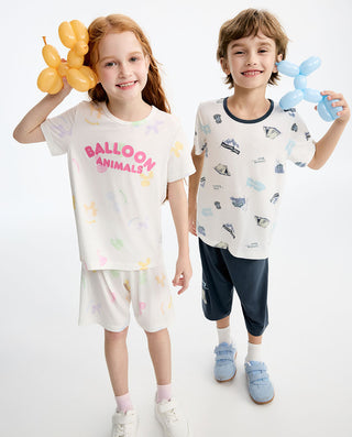 Aimer Kids Girls Short-sleeve Sleepwear Set