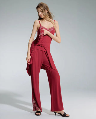 Aimer Lace‑Trim Padded‑Cup 3‑Piece Women Loungewear Set AM46D581
