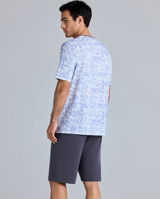 Aimer Men Algae Sleepwear Short-Sleeve Pajama Top