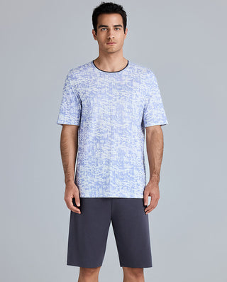 Aimer Men Algae Sleepwear Short-Sleeve Pajama Top