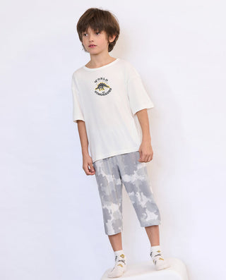 Aimer Kids Milk Short-sleeve Tops Homewear For Boys