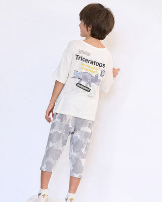 Aimer Kids Milk Short-sleeve Tops Homewear For Boys
