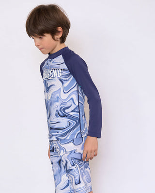 Aimer Kids Long-sleeved Tops Swimsuit For Boys