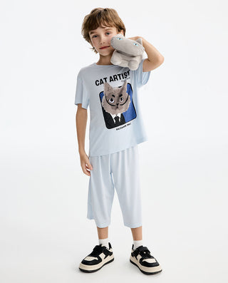 Aimer Kids Boys Short-sleeve Homewear Set