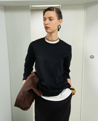 Aimer CHUANG 25SS Cotton Round Neck Long Sleeve T-shirt