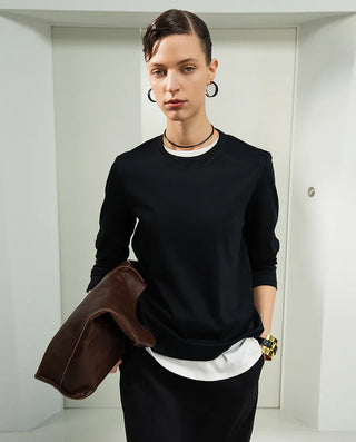 Aimer CHUANG 25SS Cotton Round Neck Long Sleeve T-shirt