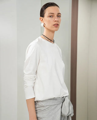 Aimer CHUANG 25SS Cotton Round Neck Long Sleeve T-shirt