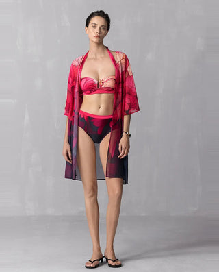 Aimer 25SS Vintage Floral Beach Cover-Up