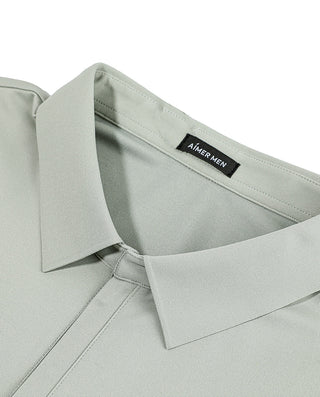 AIMER MEN Business Lapel Short-Sleeved T-Shirt