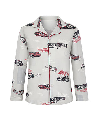 AIMER KIDS Racing Print Pajama Top