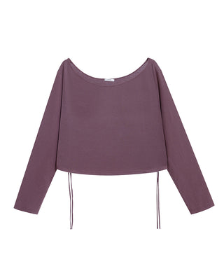 AIMER Algae Boat Neck Long Sleeve Top