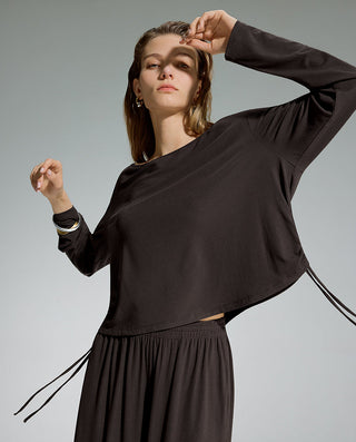 AIMER Algae Boat Neck Long Sleeve Top
