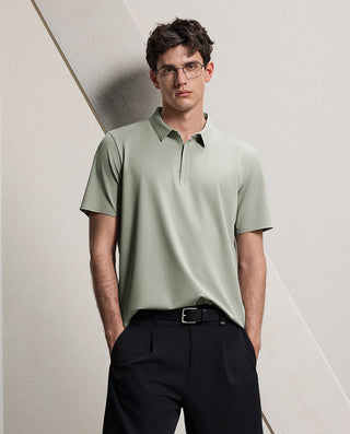 AIMER MEN Business Lapel Short-Sleeved T-Shirt