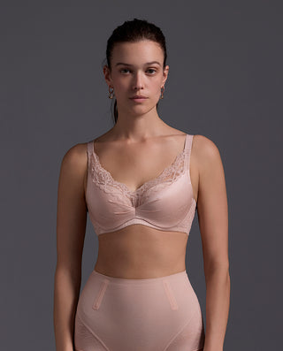 AIMER BODY Lace‑Trimmed  Breathable Hole‑Cup Full‑Coverage Bra AD110641